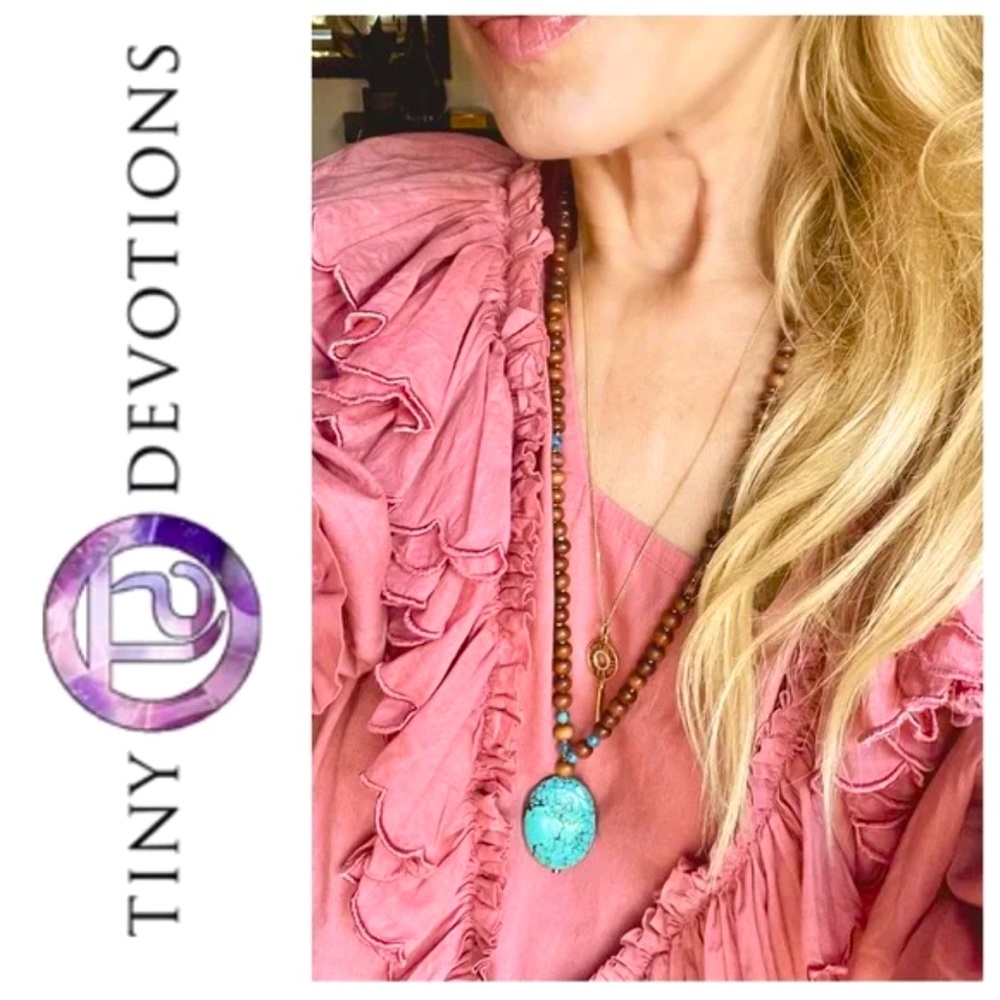 Tiny Devotions Sandalwood Turquoise Mala 108 beads